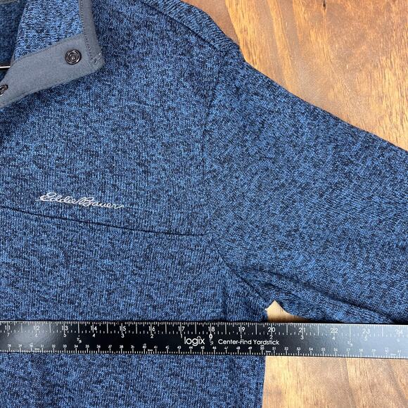 Eddie Bauer Mens Sweatshirt Blue Radiator Fleece Snap Mock Neck Long Sleeve M - Picture 8 of 13